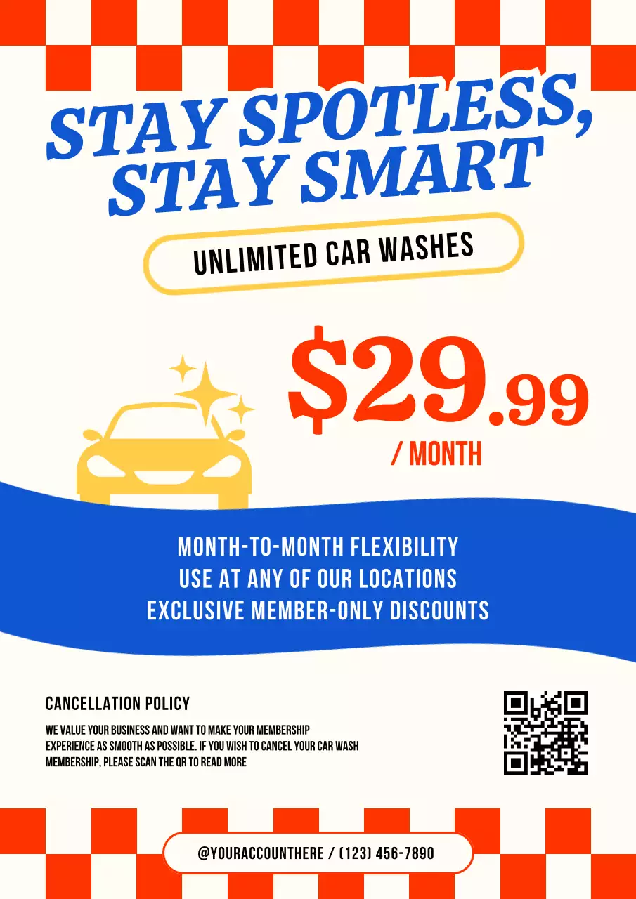 Red Vintage Car Wash Promotion Poster