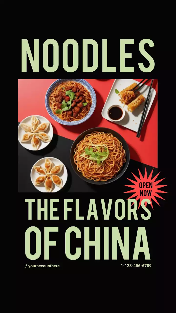 Black Modern Chinese Menu Advertisement Instagram Story