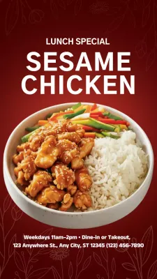 História do Instagram de promoção de alimentos modernos vermelhos