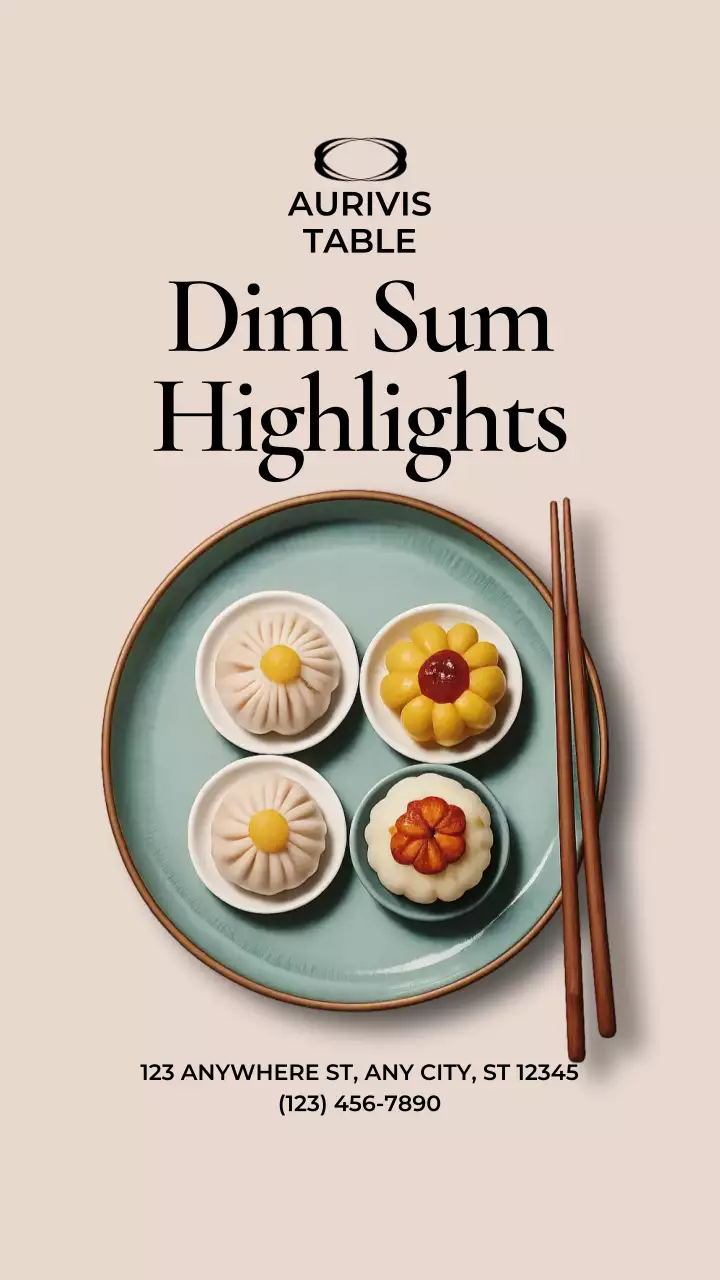 História do Instagram do Menu Dim Sum Elegante Bege