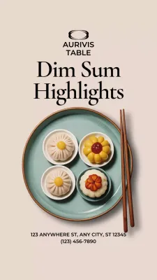 História do Instagram do Menu Dim Sum Elegante Bege