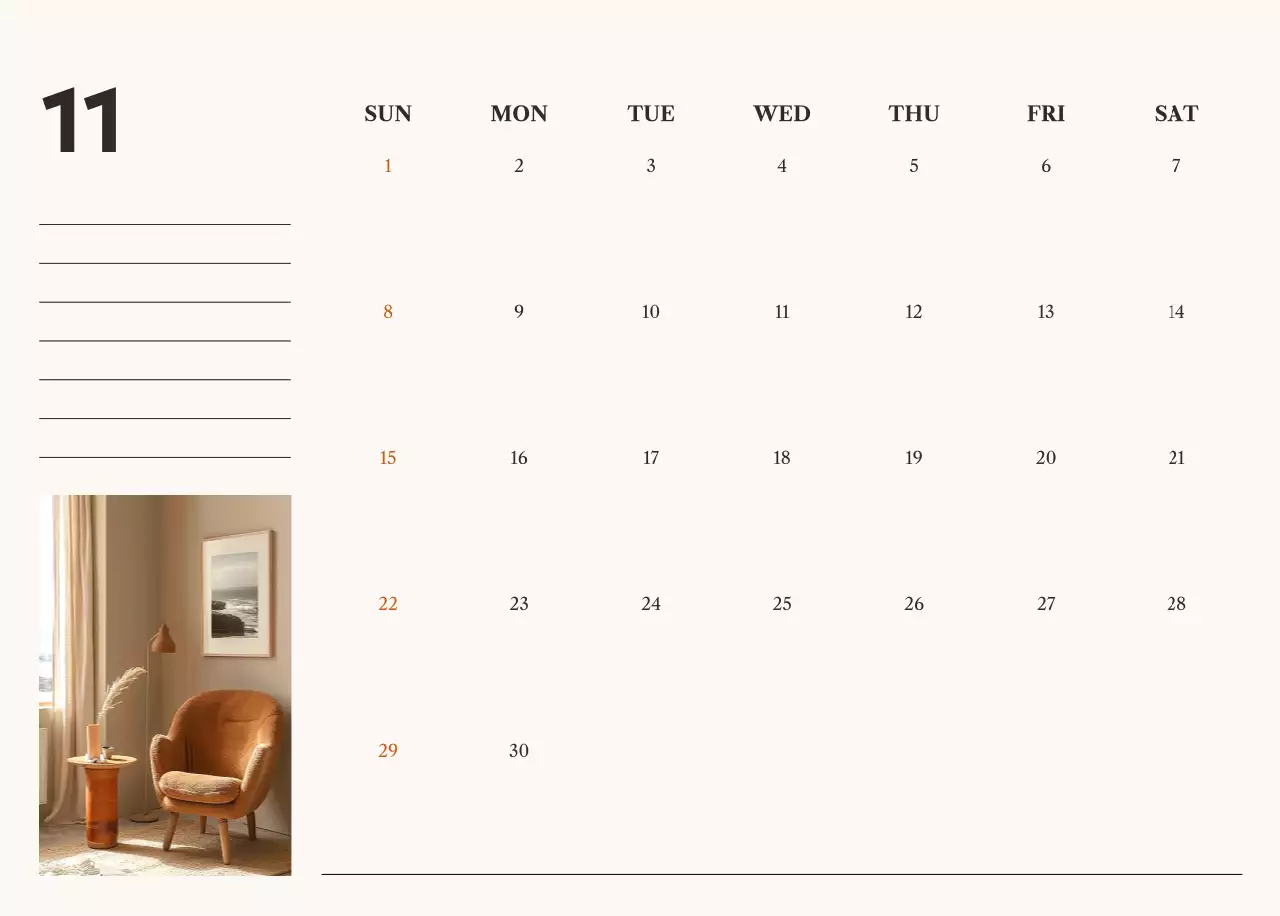 아이보리 심플 캘린더 달력