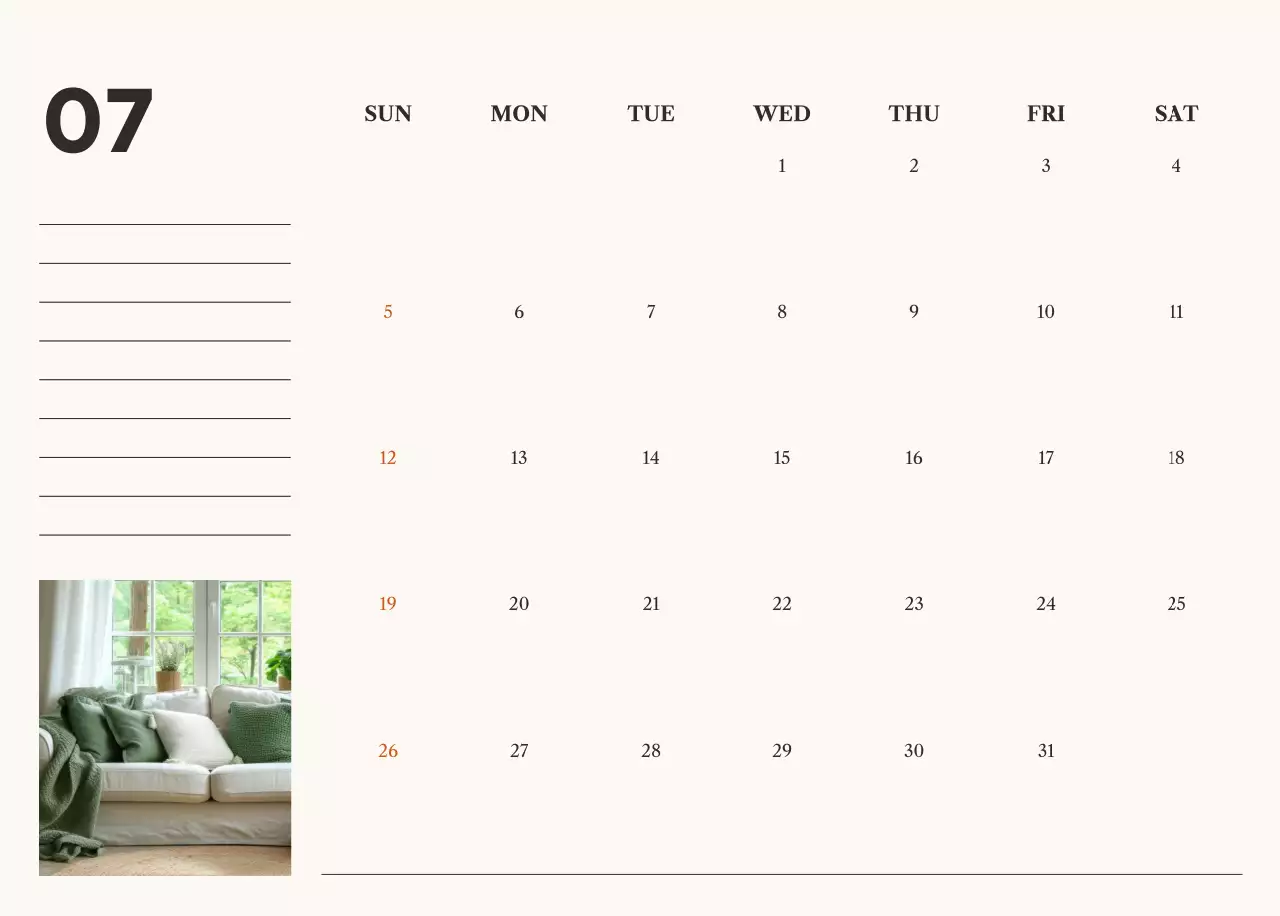 아이보리 심플 캘린더 달력