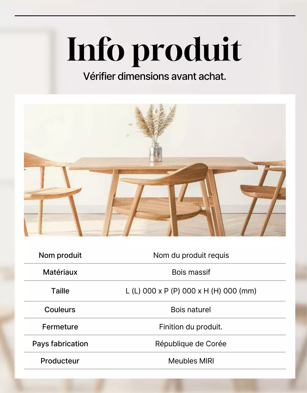 Publicité pour des meubles minimalistes beiges