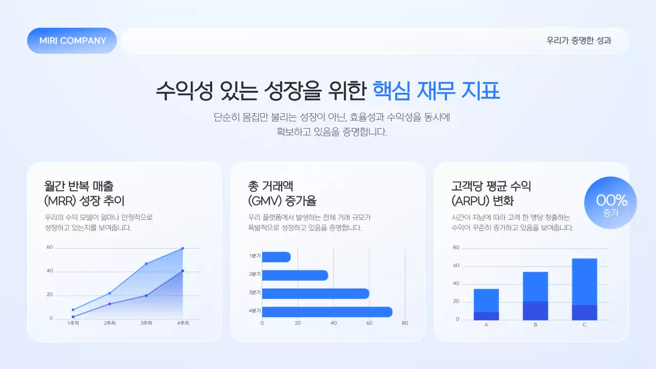 투명 글라스 하늘색 모던 비즈니스 설명서 심플 정보 전달