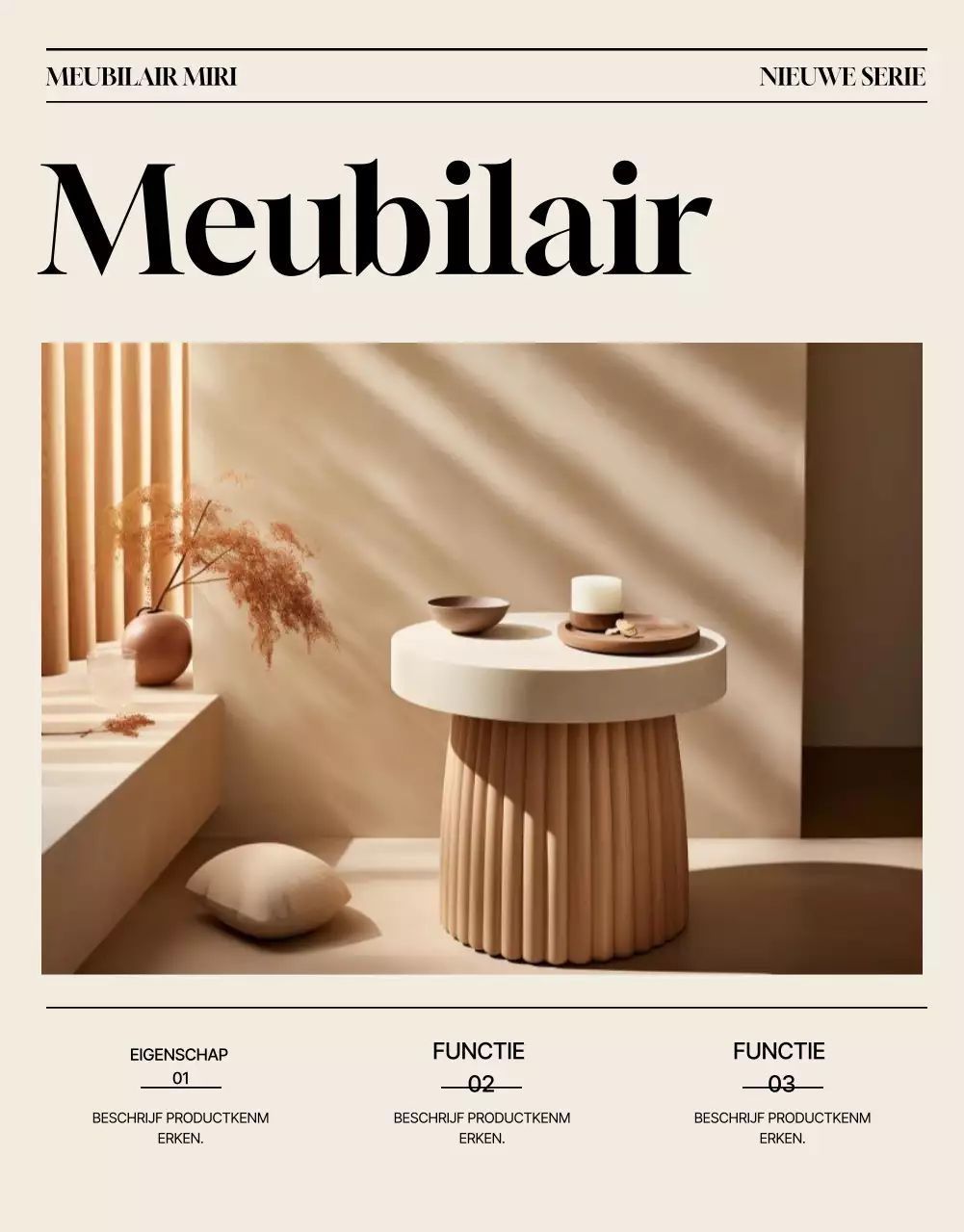 Beige minimalistische meubeladvertentie