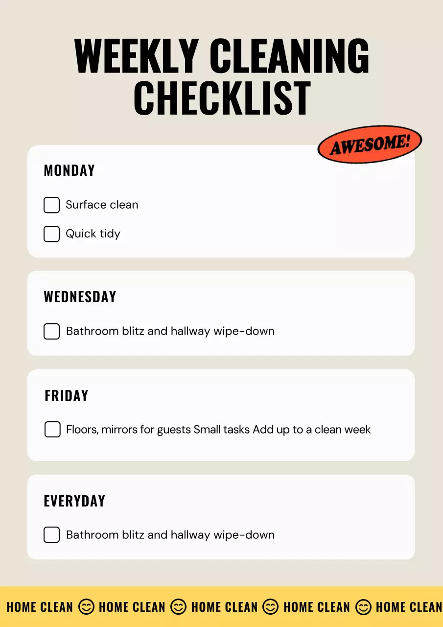 beige modern cleaning checklist