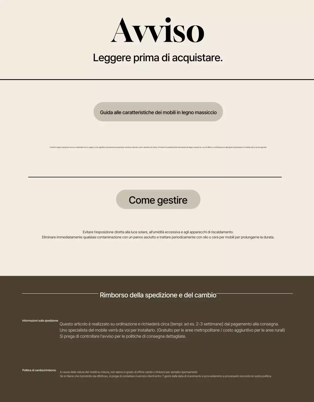 Pubblicità di mobili minimali beige