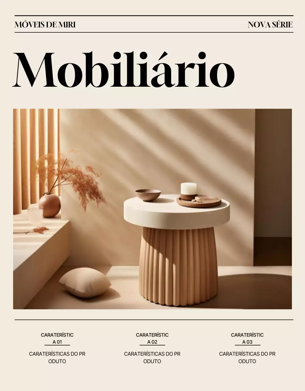 Anúncio de móveis minimalistas bege
