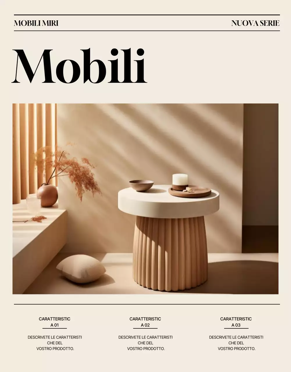 Pubblicità di mobili minimali beige