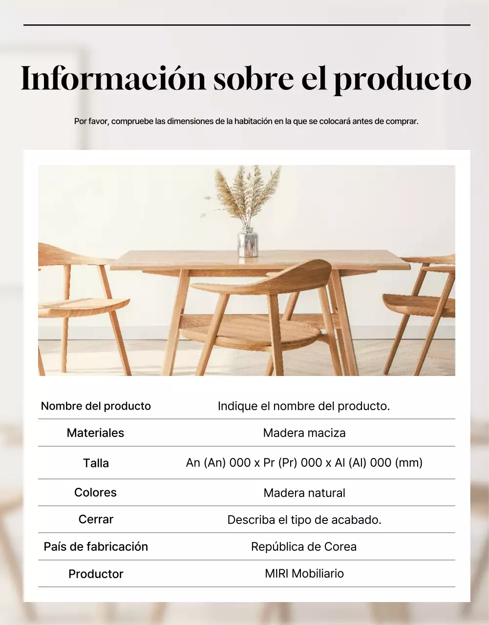 Anuncio de muebles minimalistas en beige