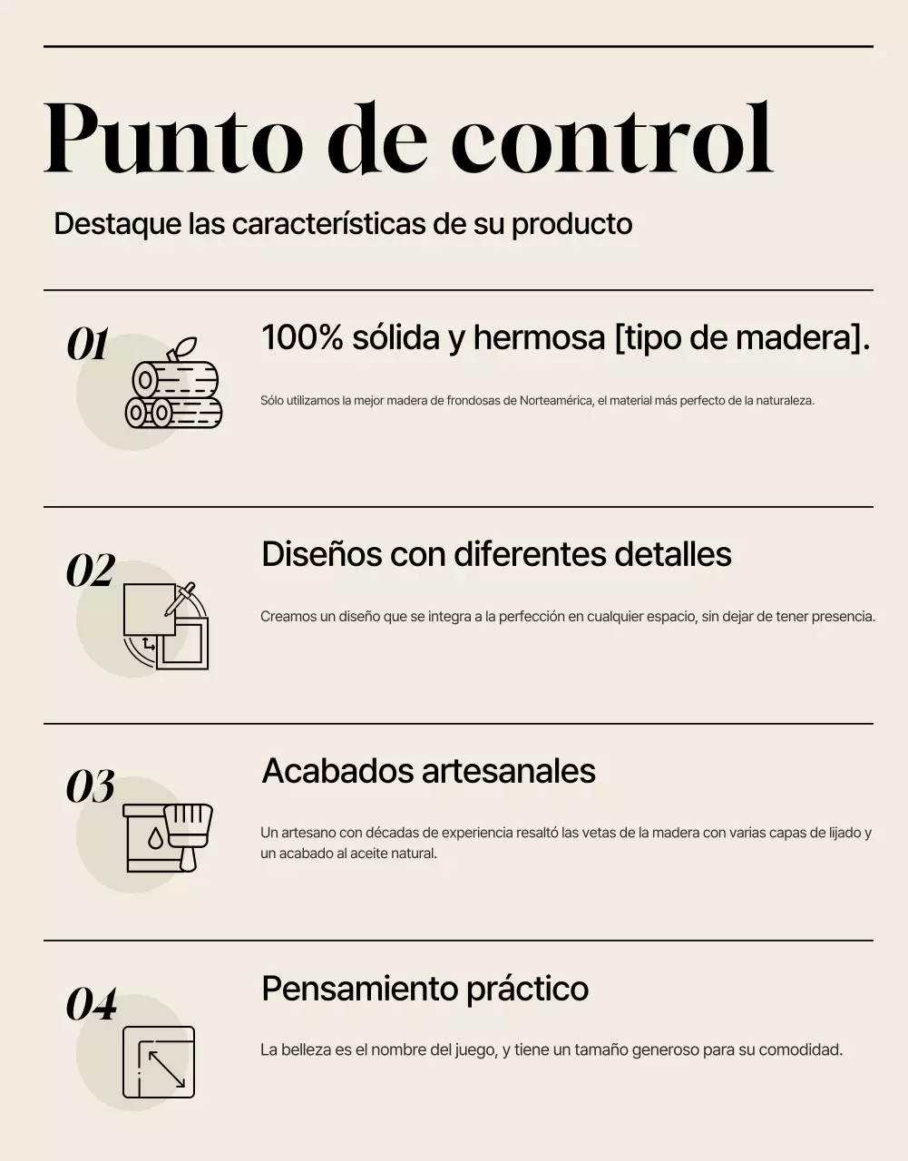 Anuncio de muebles minimalistas en beige