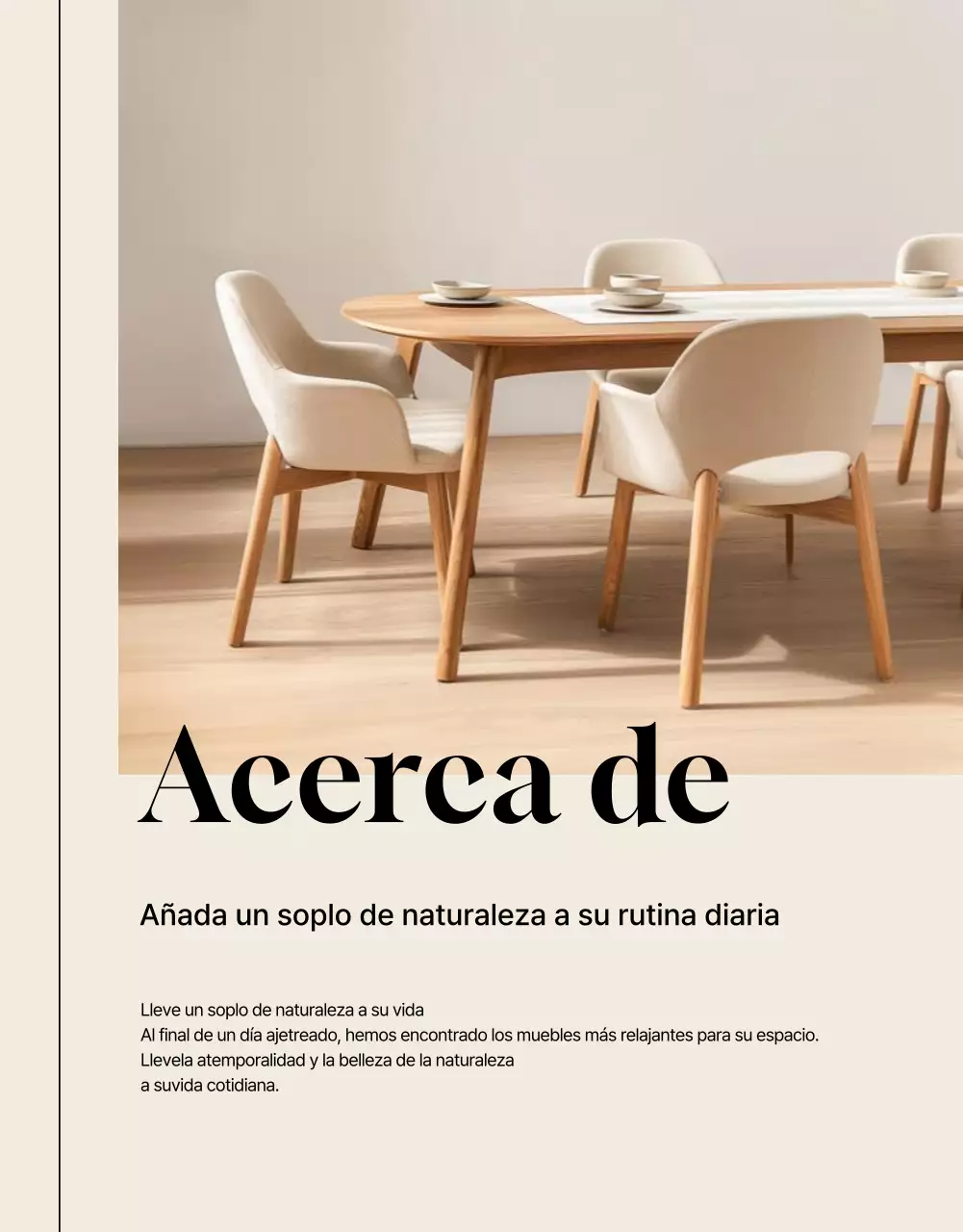 Anuncio de muebles minimalistas en beige