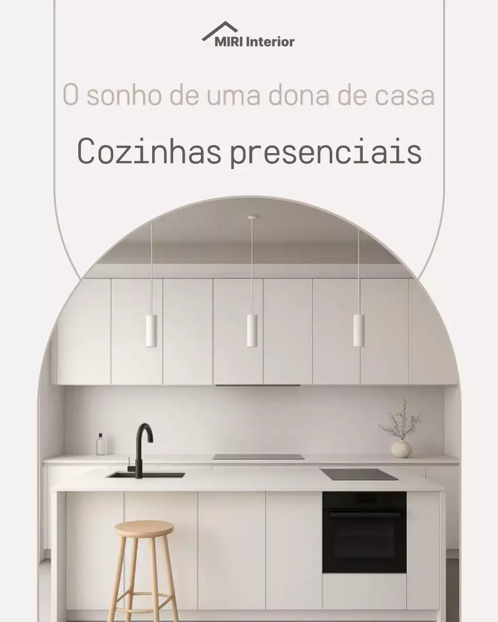 Anúncio de interior minimalista em marfim
