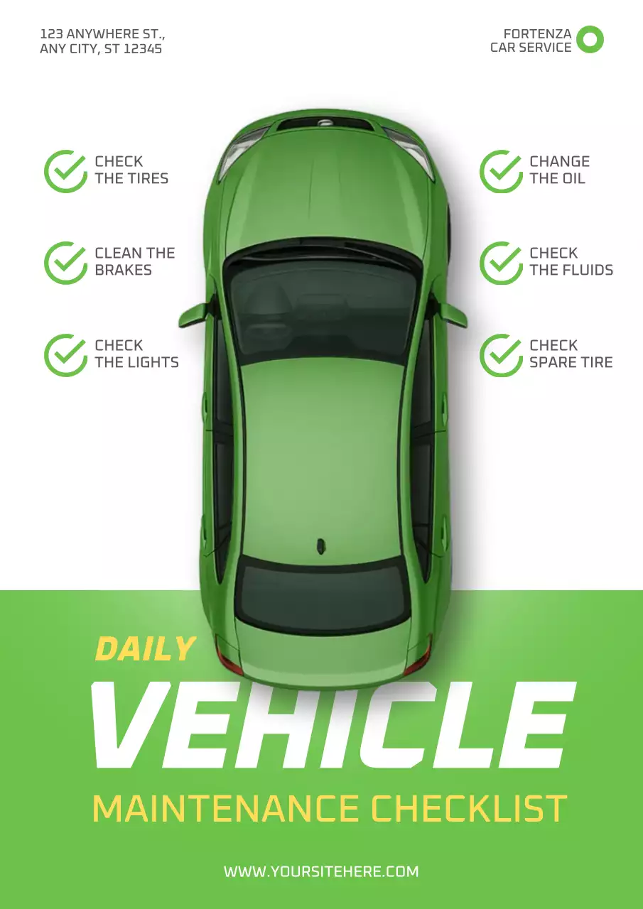 Clean and Simple Car Safety and Maintenance Checklist Poster