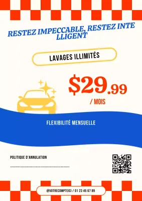 Affiche promotionnelle du lavage de voitures vintage rouge