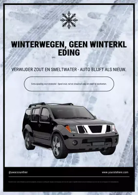 Witte poster met reclame voor modern auto-onderhoud