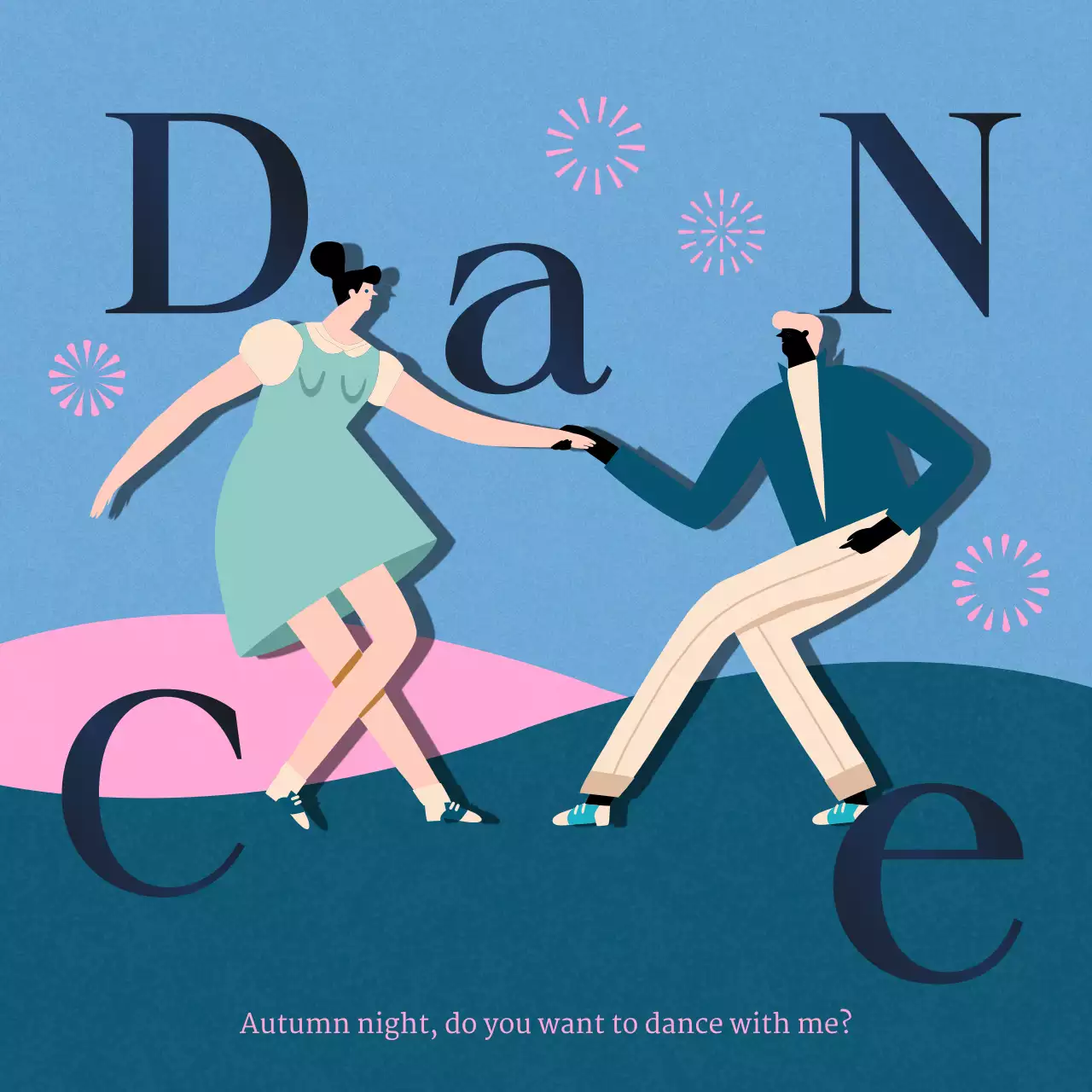 하늘색 핑크 레트로 댄스 행사