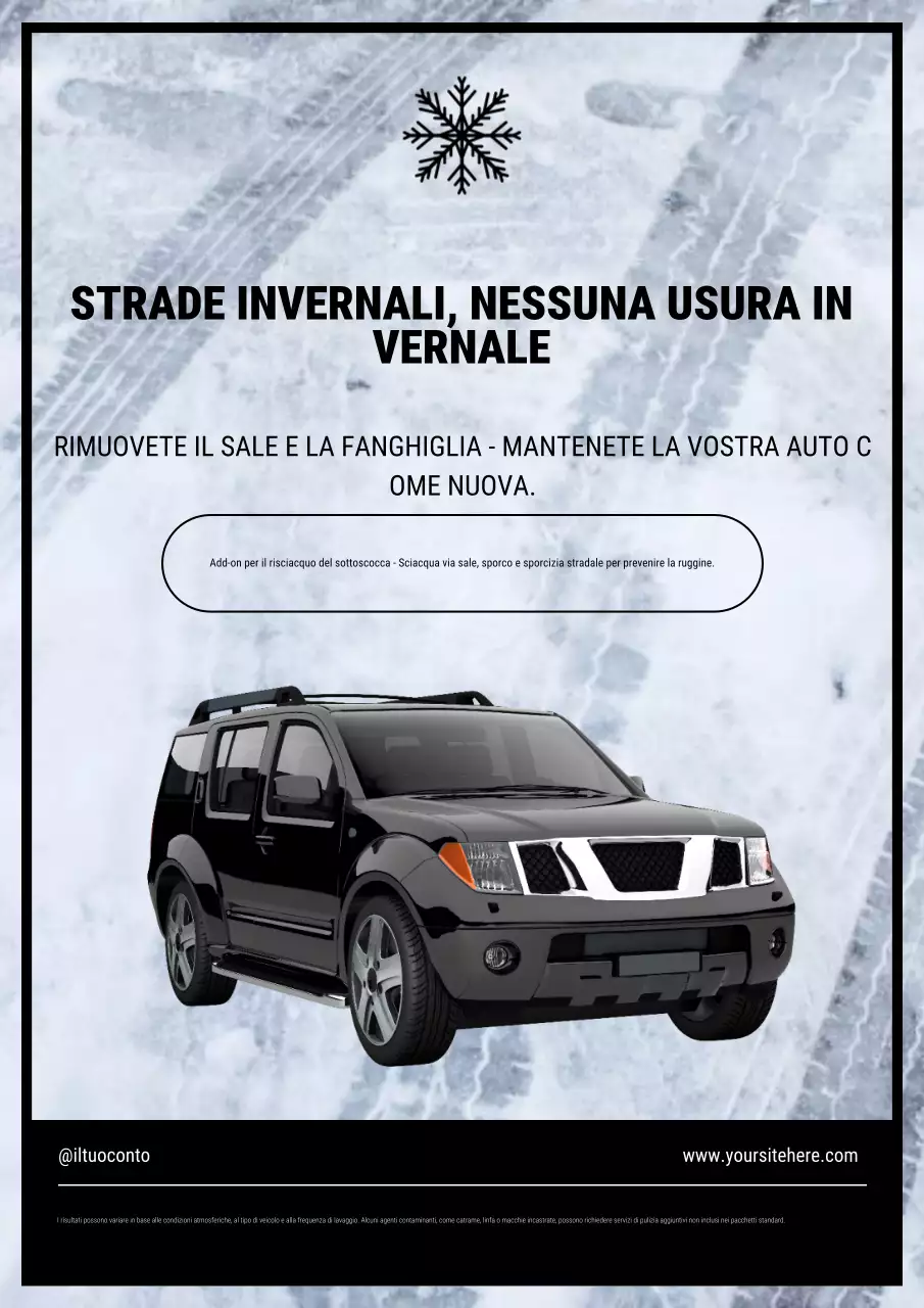 Manifesto pubblicitario moderno bianco per la manutenzione di auto