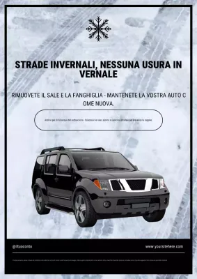 Manifesto pubblicitario moderno bianco per la manutenzione di auto