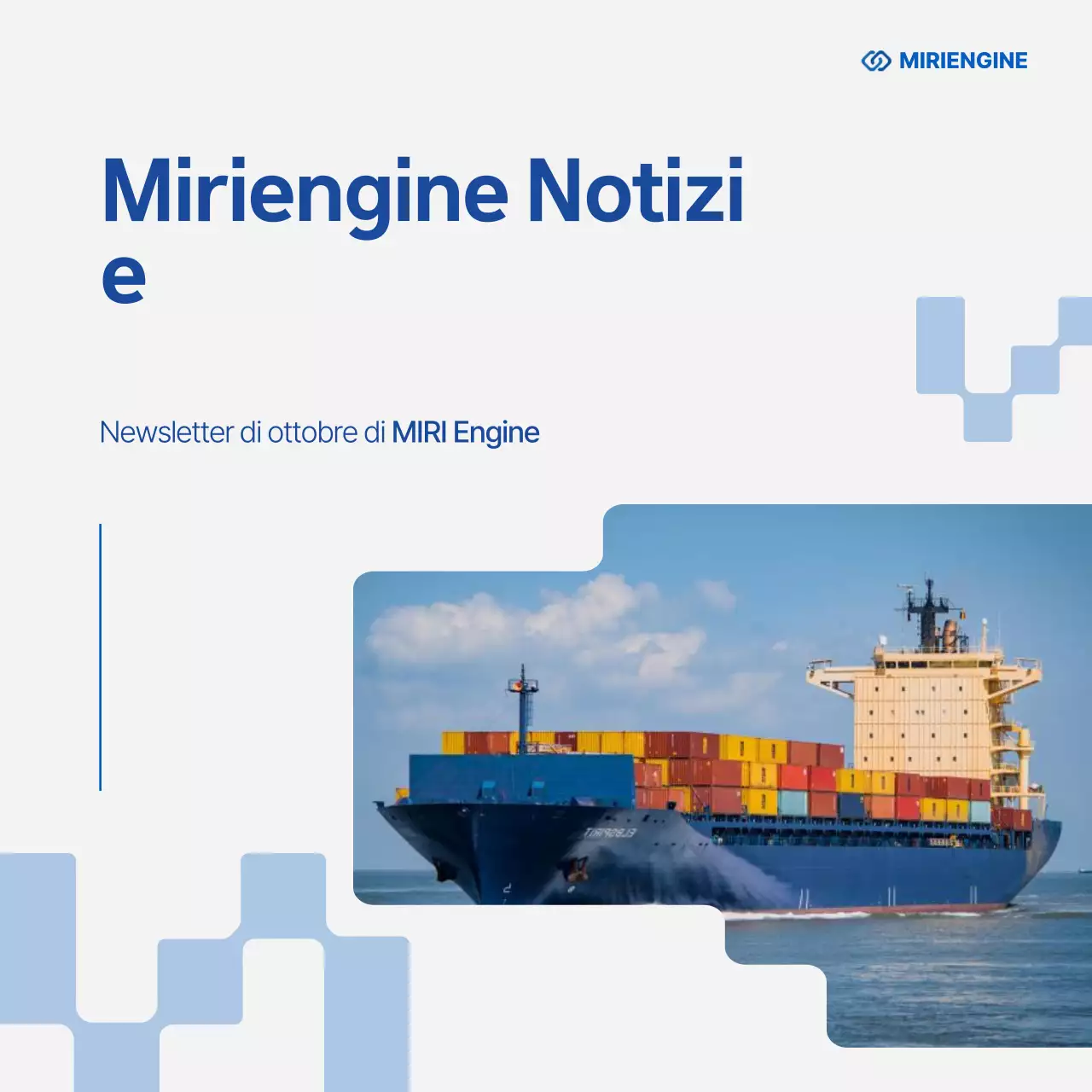 Una moderna newsletter di spedizione bianca e blu