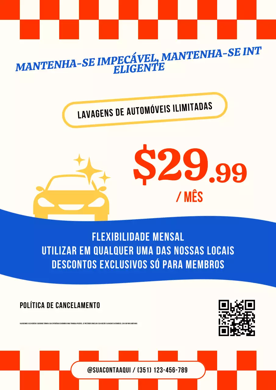 Cartaz promocional de lavagem de carros vintage vermelho