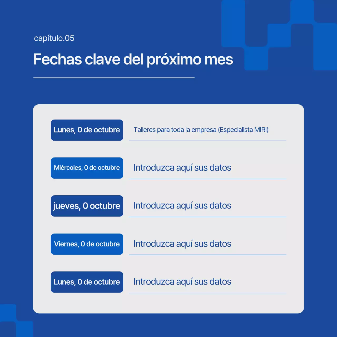 Un moderno boletín de envíos en blanco y azul.