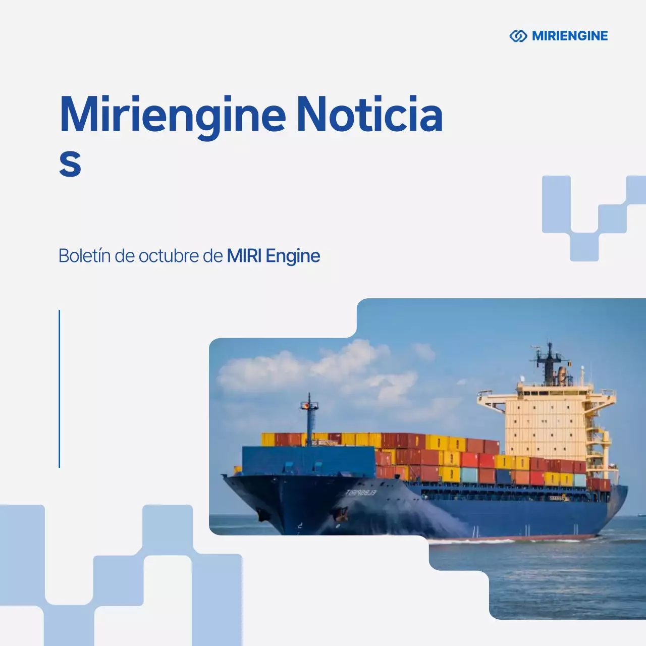 Un moderno boletín de envíos en blanco y azul.