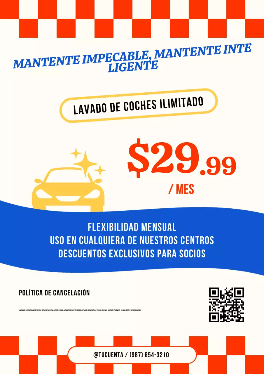 Cartel promocional de lavado de coches vintage rojo