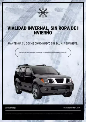 Cartel publicitario de mantenimiento de coches modernos en blanco
