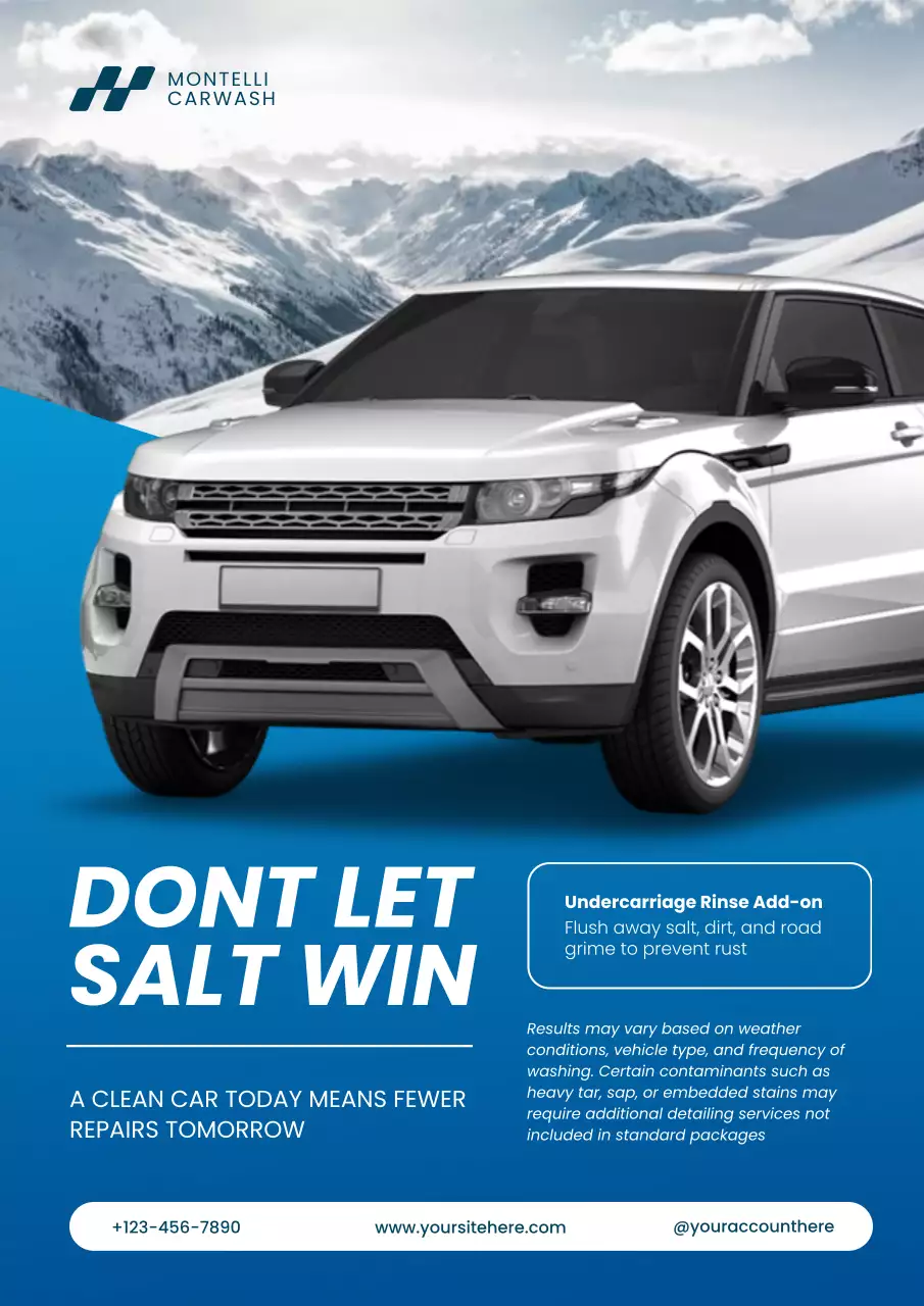 Blue Modern Car Wash Advertisement Promotion Poster