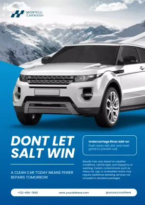 Blue Modern Car Wash Advertisement Promotion Poster