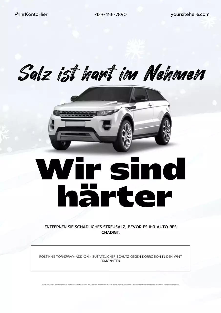 Weißes, modernes Werbeplakat für Autoservices