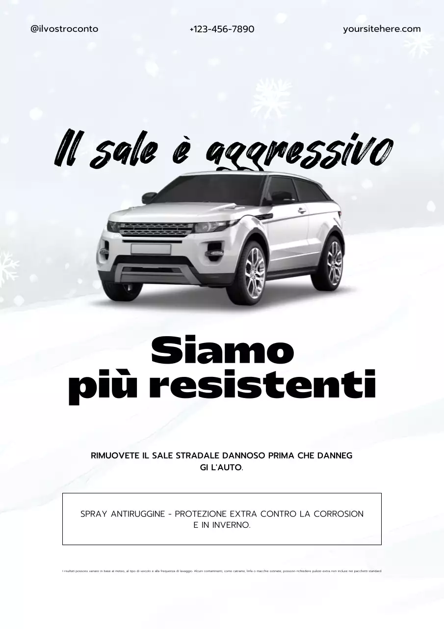 Poster promozionale per il servizio di auto moderne bianche