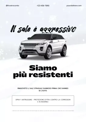 Poster promozionale per il servizio di auto moderne bianche