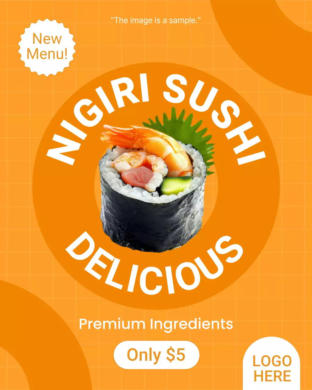 orange bold sushi food menu promotion