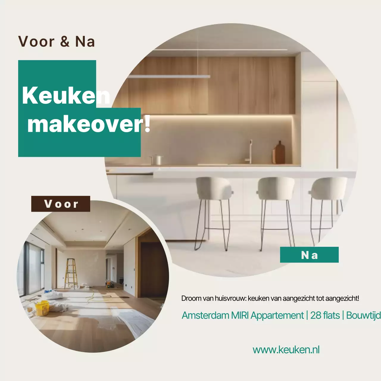 Beige moderne verbouwingsadvertentie