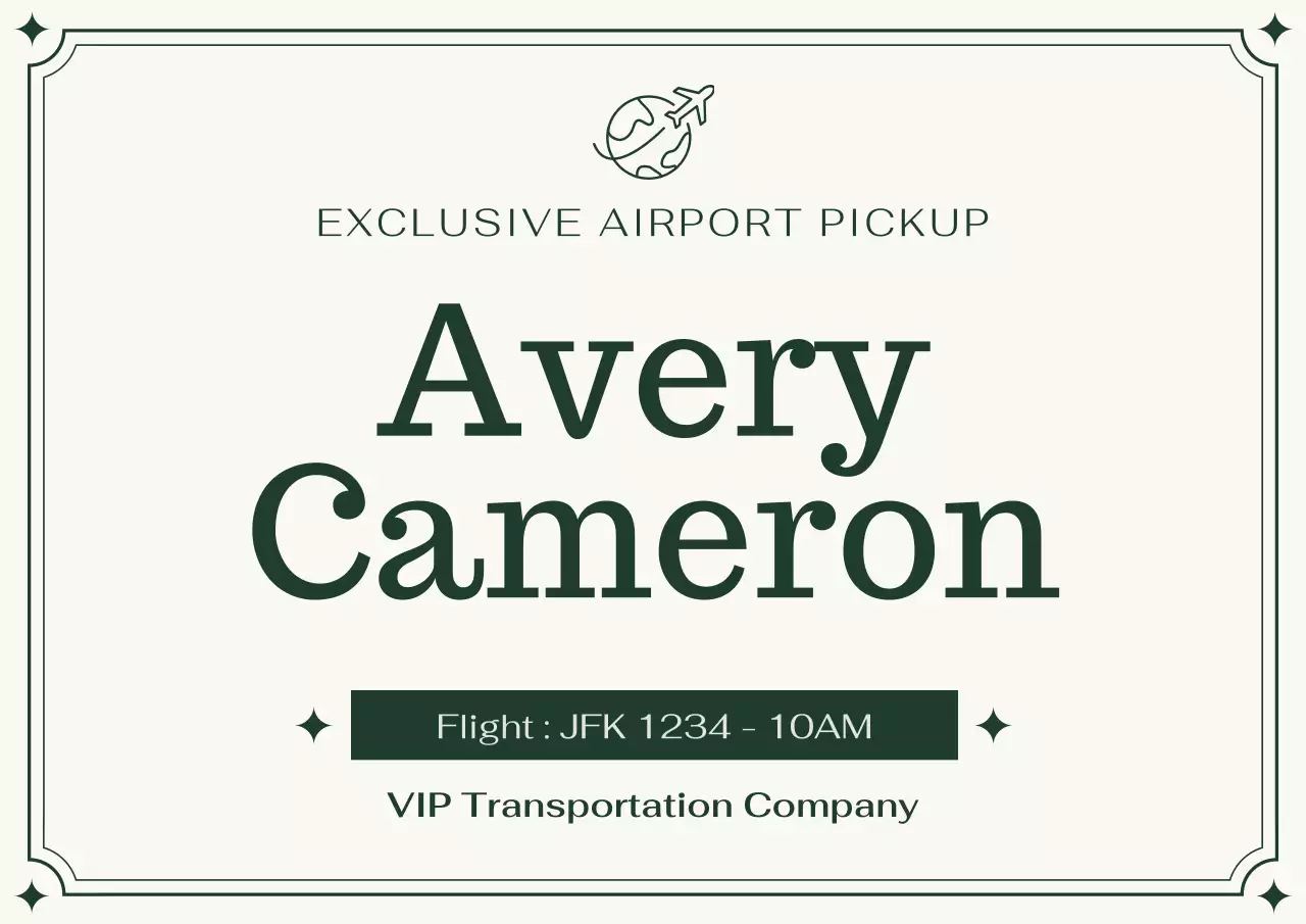 Green Elegant Airport Meet and Greet Sign Announcement Poster