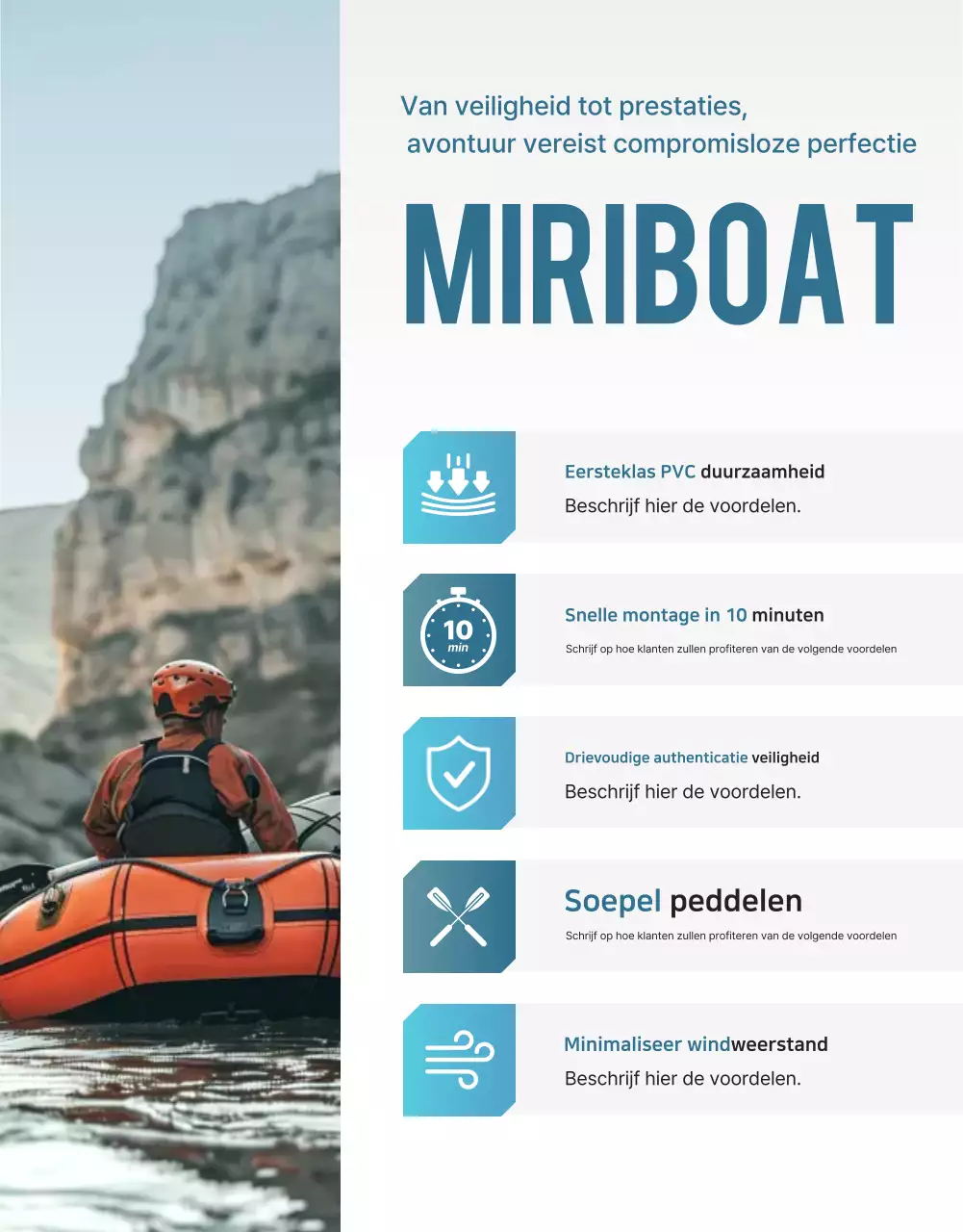 Blauwe moderne plezierboot advertentie