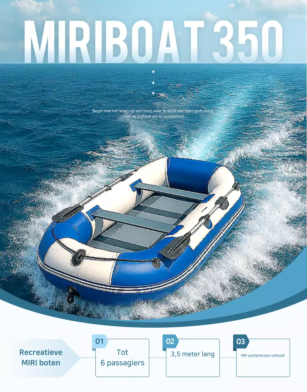 Blauwe moderne plezierboot advertentie