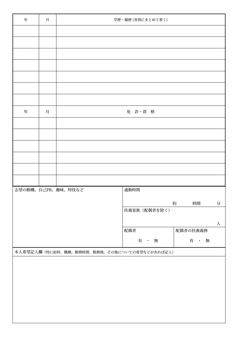 履歴書 転職 規格 ビジネス ドキュメント 白黒 シンプル ビジネス ドキュメント