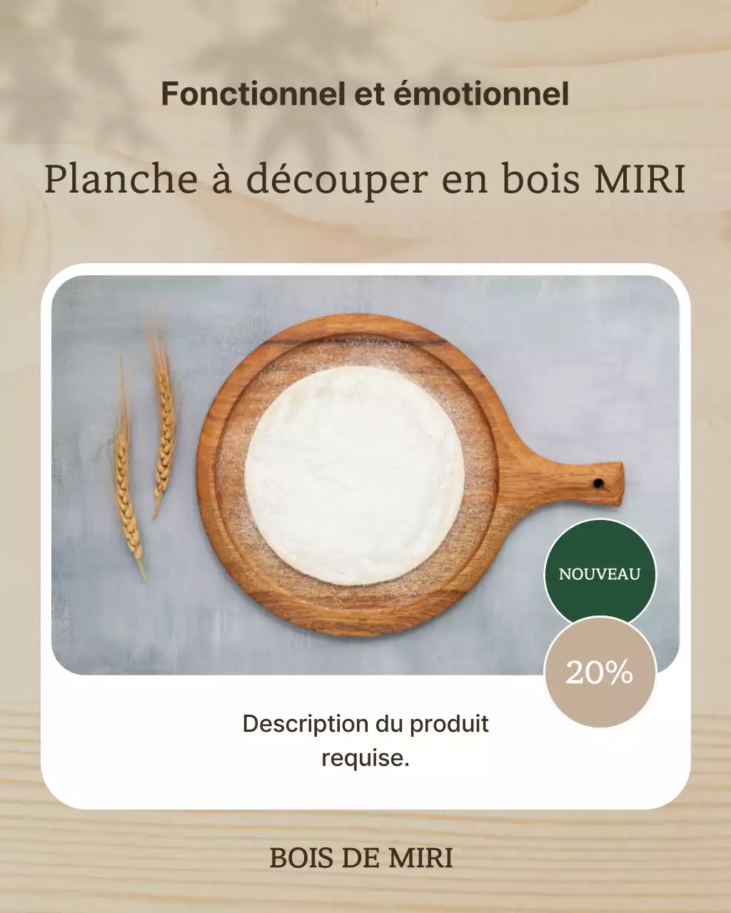 Publicité pour des ustensiles de cuisine simples et beiges