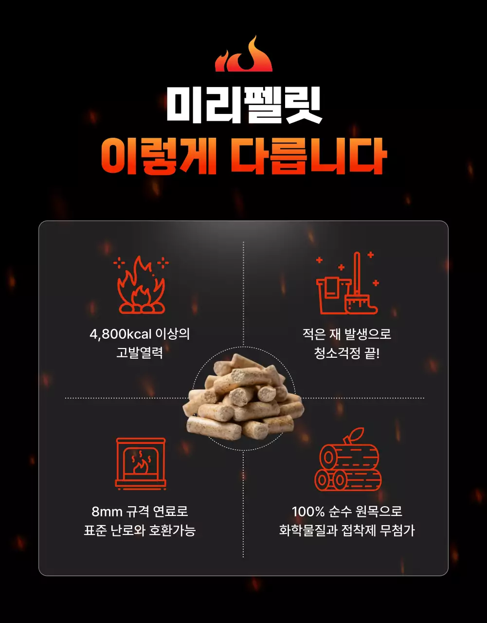 주황 강조 난방용품 광고