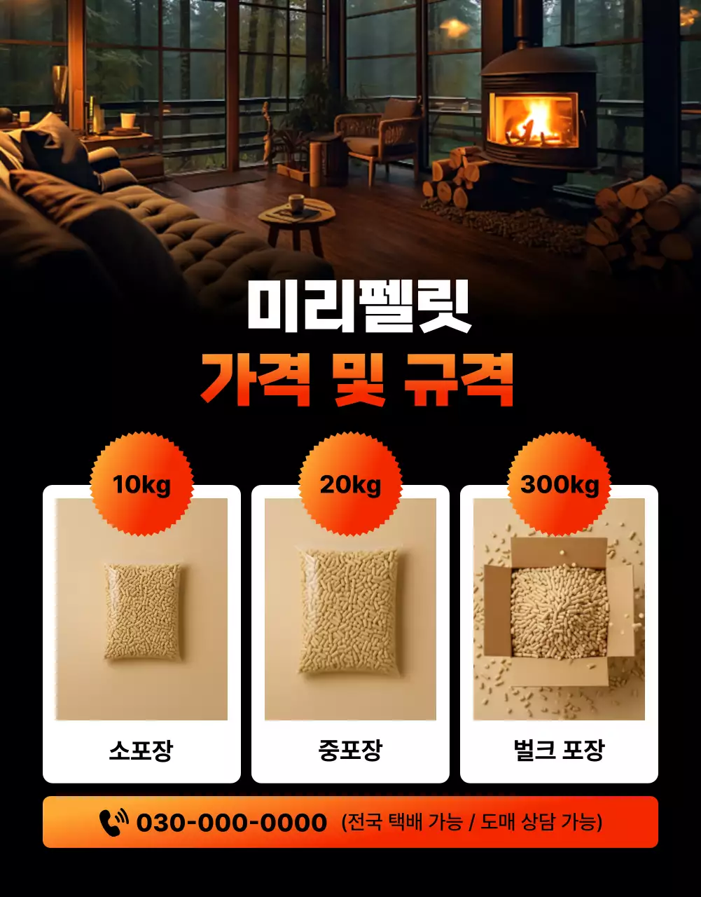 주황 강조 난방용품 광고