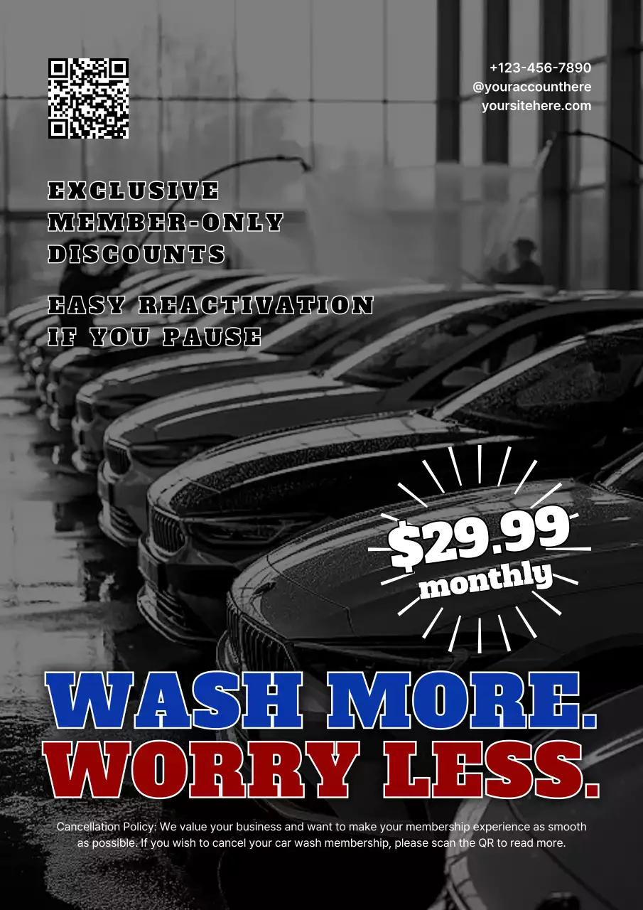 Blue Modern Car Wash Promotion Poster
