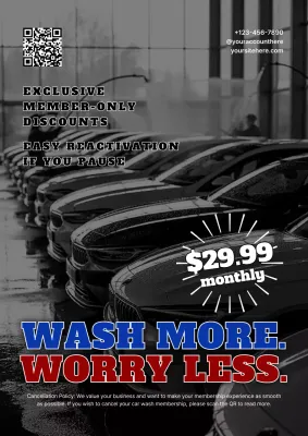 Blue Modern Car Wash Promotion Poster