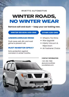 Blue and White Modern Bold Car Service Seasonal Campaign Poster