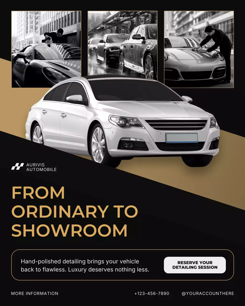 Black and Gold Modern Minimalist Automobile Detailing Service Promotion Instagram Post