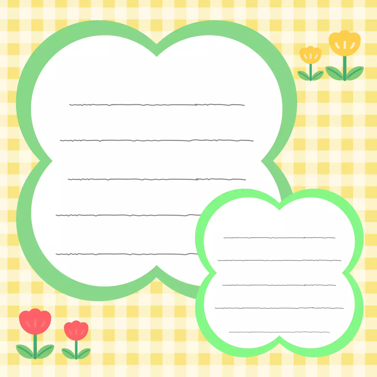 노랑 아기자기한 네잎클로버 문구