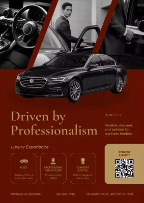 Red and Beige Elegant Modern Transportation Service Poster